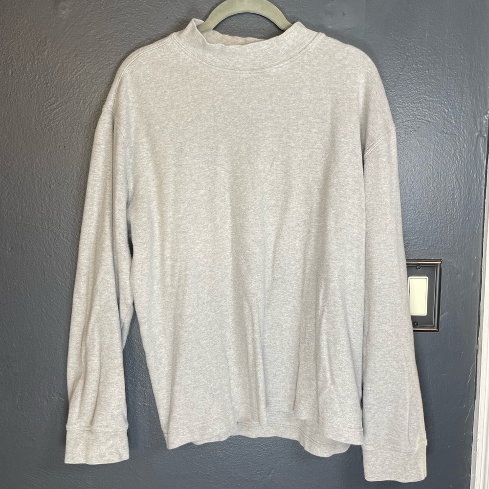 Saddlebred Gray Mock Neck Long Sleeve Shirt | 100% Cotton | Size L